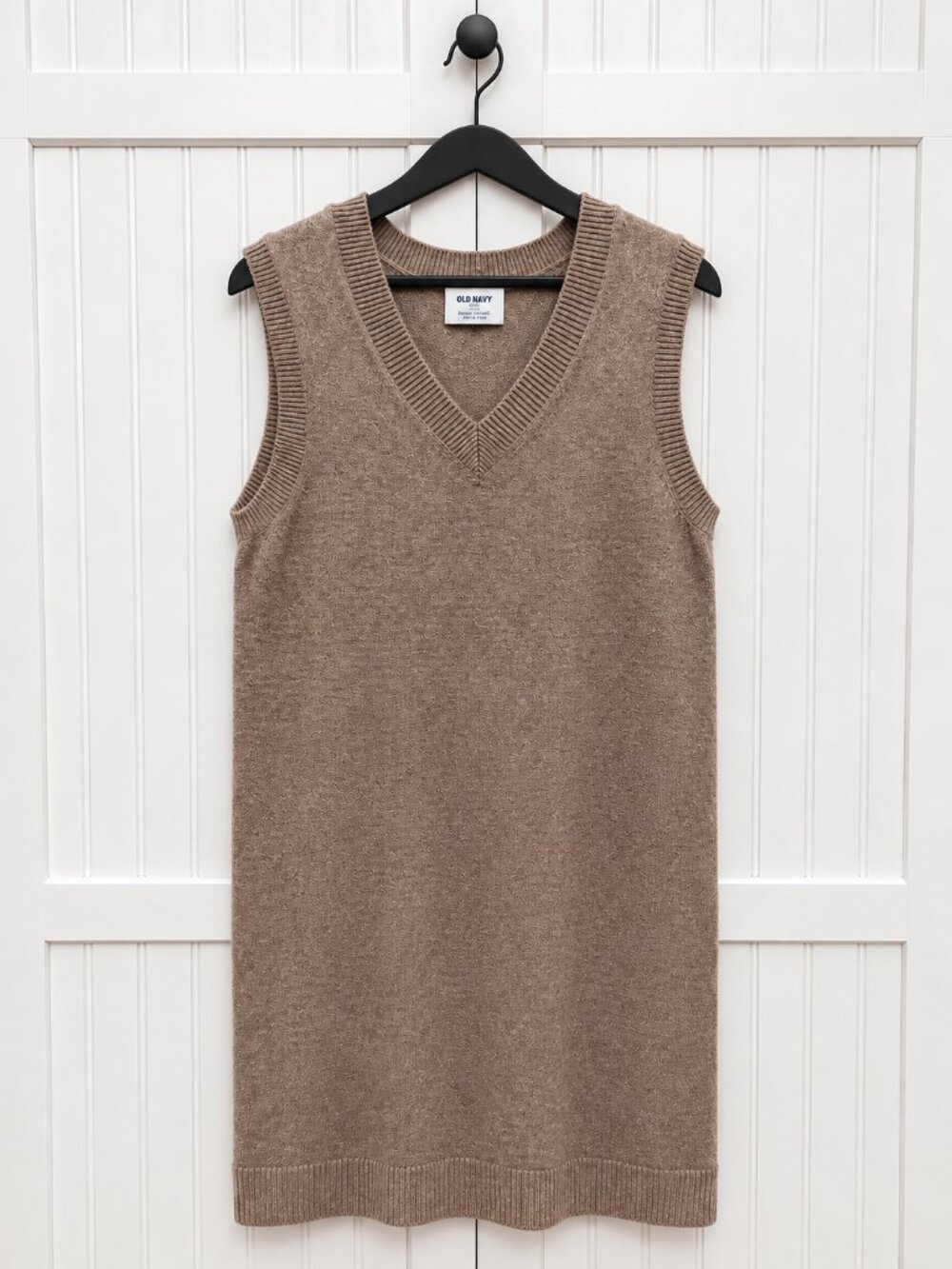 Old Navy Tan V-Neck Knit Sweater Vest Dress/Tunic - NWT
